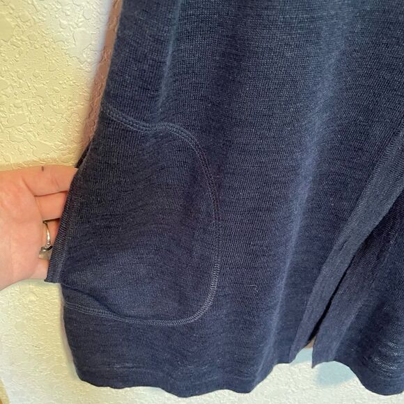 J. Jill- Navy Blue Linen Short Sleeve Button Down Cardigan Sweater, Sz S Petite - Picture 5 of 8